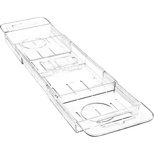 Expandable Bathtub Tray Caddy for Bath Relaxing, Transparent Bath Accessories Bath Table Tub Tray for Women, Adjusts from 22 to 31 Inches, Ideal for Housewarming, Anniversary or Wedding Gifts New Home