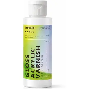 Varnish for Acrylic Painting, 4.06 fl oz High Gloss Acrylic Varnish Clear Coat Paint for Artwork, Non-Yellowing Artist Glossy Finish on Canvas, Wood, Ceramic