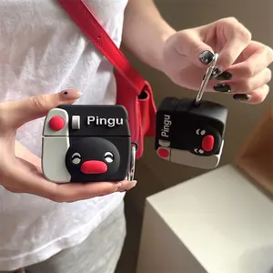 Fun Penguin Polaroid Style Earphone Protective Cover for AirPods 1 2 3 4 Pro Pro2