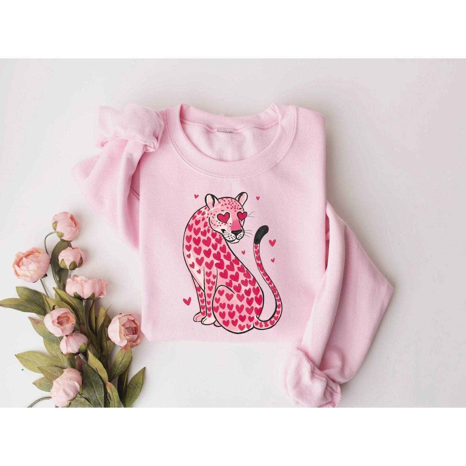 Leopard Heart Valentine Shirt, Valentines Tshirt, Valentines Day Shirt, Western Valentine’s Day T-shirt, Retro Valentine Sweatshirt Gifts