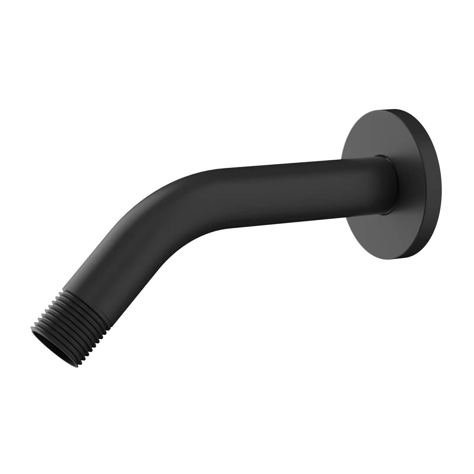 Hibbent 6 Inch Shower Arm with Flange, Solid Brass Shower Head Extension, Pipe Arm Extender, Wall-Mounted Shower Water Outlet Tube with Teflon Tape for Fixed Bathroom Shower Head, Matte Black