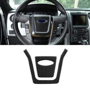 For 2009-2014 Ford Raptor F150 Steering Wheel Center Cover Trims Sticker Decal Car Interior Kit Decoration Carbon Fiber Automotive
