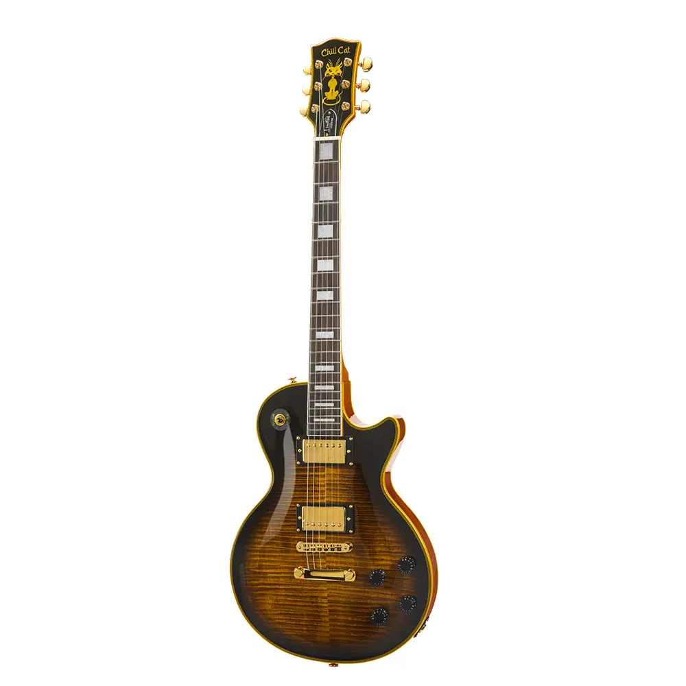 Chill Cat MOD SHOP Collection Bat Edition Yellow Widow Solid Body Electric Guitar, Mahogany Wood, Bone Nut, Nashville Tom Bridge, 1:20 Quick Tuning
