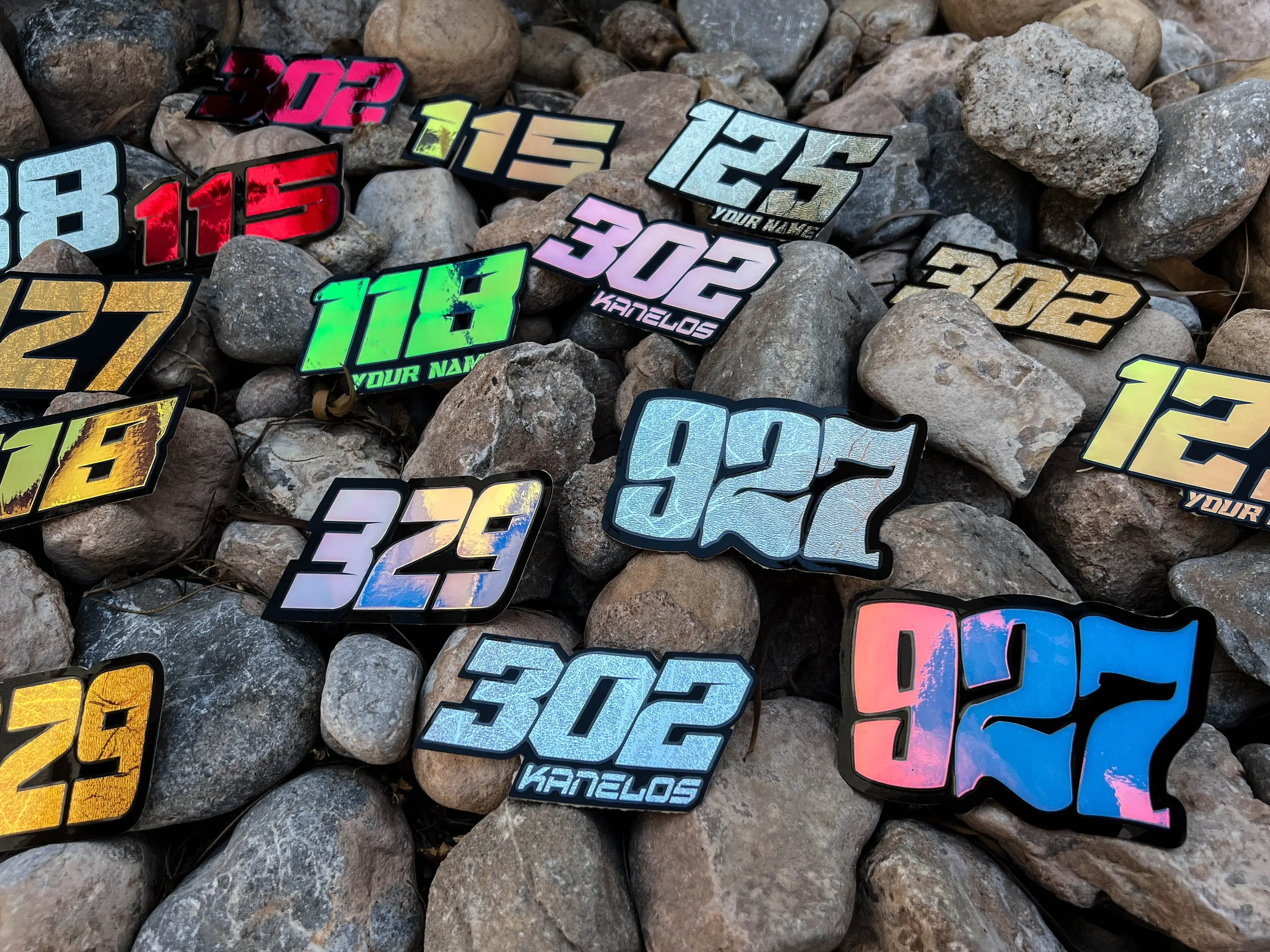 Personalized Metallic Number Decals: Waterproof Decals