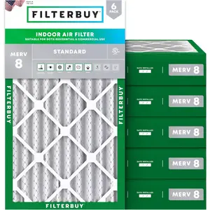 Filterbuy 20x30x4 Air Filter (6-Pack), Pleated MERV 8 Dust Defense HVAC AC Furnace Air Filters (Actual Size: 19.50 x 29.50 x 3.63 Inches)