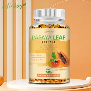 Airboy-Papaya Leaf Extract Vegetarian Capsules - 6000 mg Vegetarian Capsules - Platelets, Bone Marrow and Spleen Support, Intestinal Immunity - Suitable for Men and Women