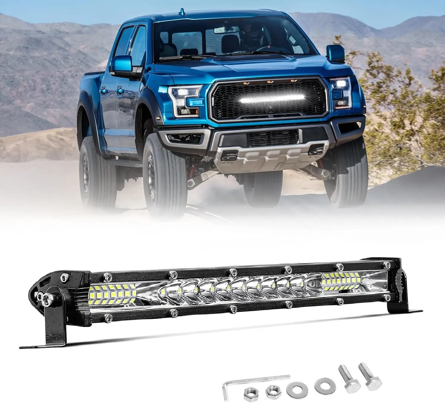 Slim LED Light Bar 10 Inch Single Row Spot Flood Combo Fog Driving Work Lighting Roof Bumper Lamp Offroad for 4x4 Trucks SUV ATV UTV