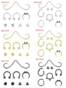 Mustache Septum Ring, Septum Clicker, 16 Gauge Septum Jewelry, Silver Color Options, Unisex Body Piercing Accessory, Nose Piercing Jewelry, Septum Pierced Ring