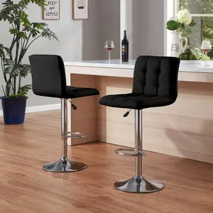 【TikTokShopBlackFriday】Adjustable Bar Stools Set of 2, Counter Height Swivel Bar Chairs with Backrest and Footrest, Square Cushion PU Leather Barstools for Kitchen Island, Café, Office
