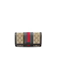Pre-owned GUCCI GG GG Supreme coated canvas with leather trim Shoulder Bags Ophidia Beige/ebony with brown leather trim and green red green web stripe Pristine S013260326018