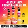 ALL DAY GOT HOLD Boho Braids Hydrating Haircare Bundle for Adults - Anti-Frizz Mousse, Gel, Daily Detangler Hairspray, Free Oil-Free Leave-In Hair Products - Lightweight Wavy/4c Curly Hair Styling Bottles with Butylene Glycol