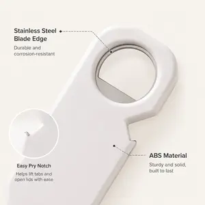 1 Piece White Magnetic Bottle Opener, Stainless Steel Blade ABS Shell for Opening Bottles and Jars in Daily Home Kitchen Use