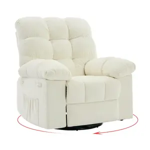 Garvee 360° Swivel Rocker Recliner Chair for Adults, Oversized Single Sofa Recliner with Soft Chenille Upholstery, Manual Rocking, Sturdy Base, and Easy Assembly in Beige for Living Room