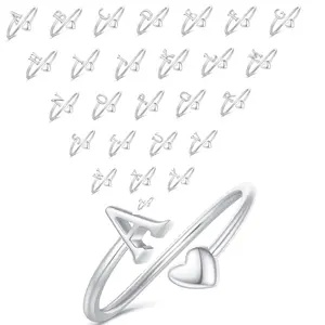 Simple Glossy ring 26 English letter ring heart shape flower body letter ring plain ring open ring simple personality ring girl gifts