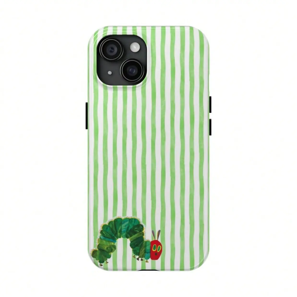 "The Very Hungry Caterpillar" Phone Case, Cute Storybook Art TPU Mobile Phone Accessory with Simple Green Stripe Mixed Color 1 Background, Protective Cover Compatible with iPhone 17,16,15,14,13,12,11,Pro Max,Plus, Ideal Holiday Gift for Loved Ones, Access