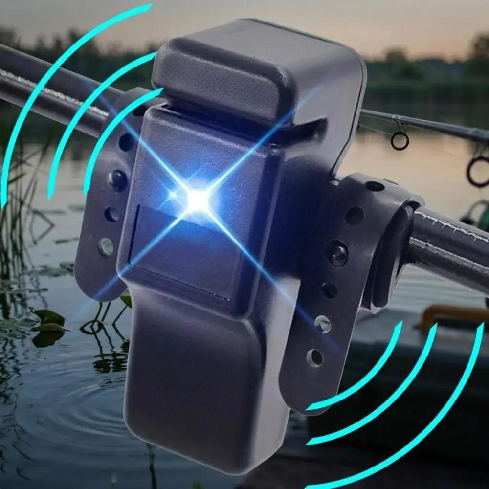 LED Fishing Bite Alarm with Rod Strap, Portable Bite Indicator for Night Fishing, Universal Rod Fit, Bite Detector Accessory, Fishing Accessories
