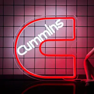 Truck Cummins Neon Sign Dimmable Led Light Sign Garage Cars Parts and Repair Service Wall Art Decor Shop Store Beer Bar Pub Store Party Family Friends Father Gifts(11.8 * 11.8in)
