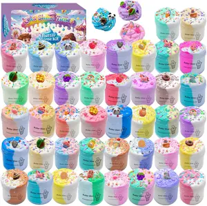 Butter Slime Kit 34 Packed Two-Toned Colorful Slime, Stress Relief Toys, Party Favors for Kids Girl Boys Kids 6 7 8 9 10 11 12