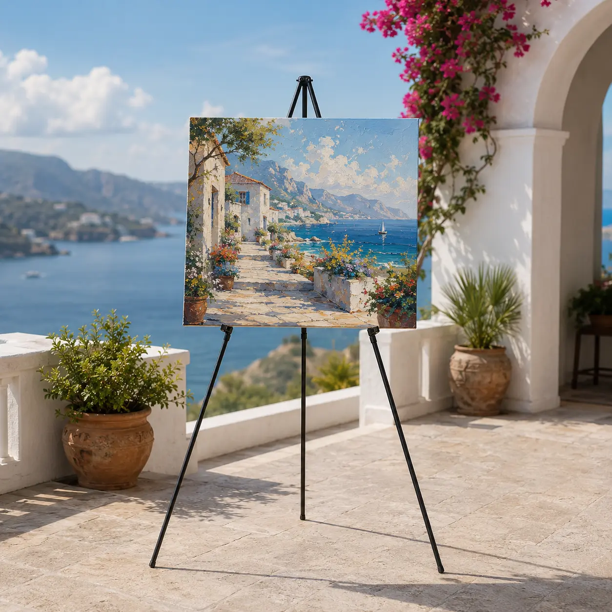 Portable Metal Height-Adjust Folding Tripod Easel Stand - Art Display Rack for Painting Canvases, Whiteboards, Ads, Posters, Drawing Boards - Heavy-Duty Holder for Art Studios, Classrooms