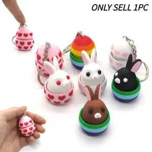 Easter Egg Moving Rabbit Bunny 3D Print Ornament, Cute Button Rabbit Egg Creative Decoration, Fun Decorative Item for Easter Celebrations