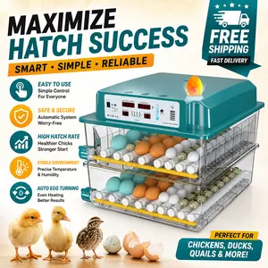 A newly upgraded,fully automatic incubator featuring automatic temperature control and egg turning—specifically designed for farm use and suitable for incubating eggs from chickens, ducks, geese, quail, and more.