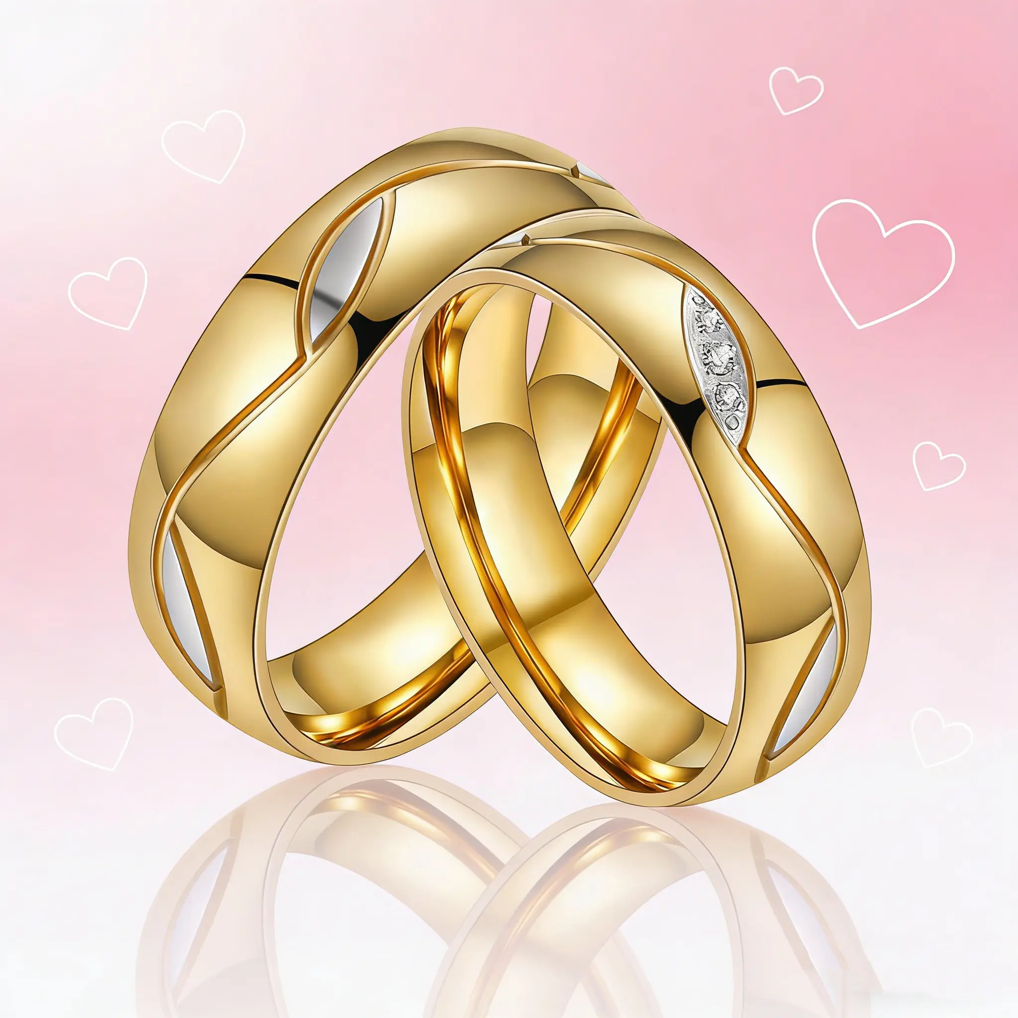 Luxury gold couple ring, stylish and elegant stainless steel men's and women's ring, anniversary, gift for loved ones, birthday gift, holiday gift