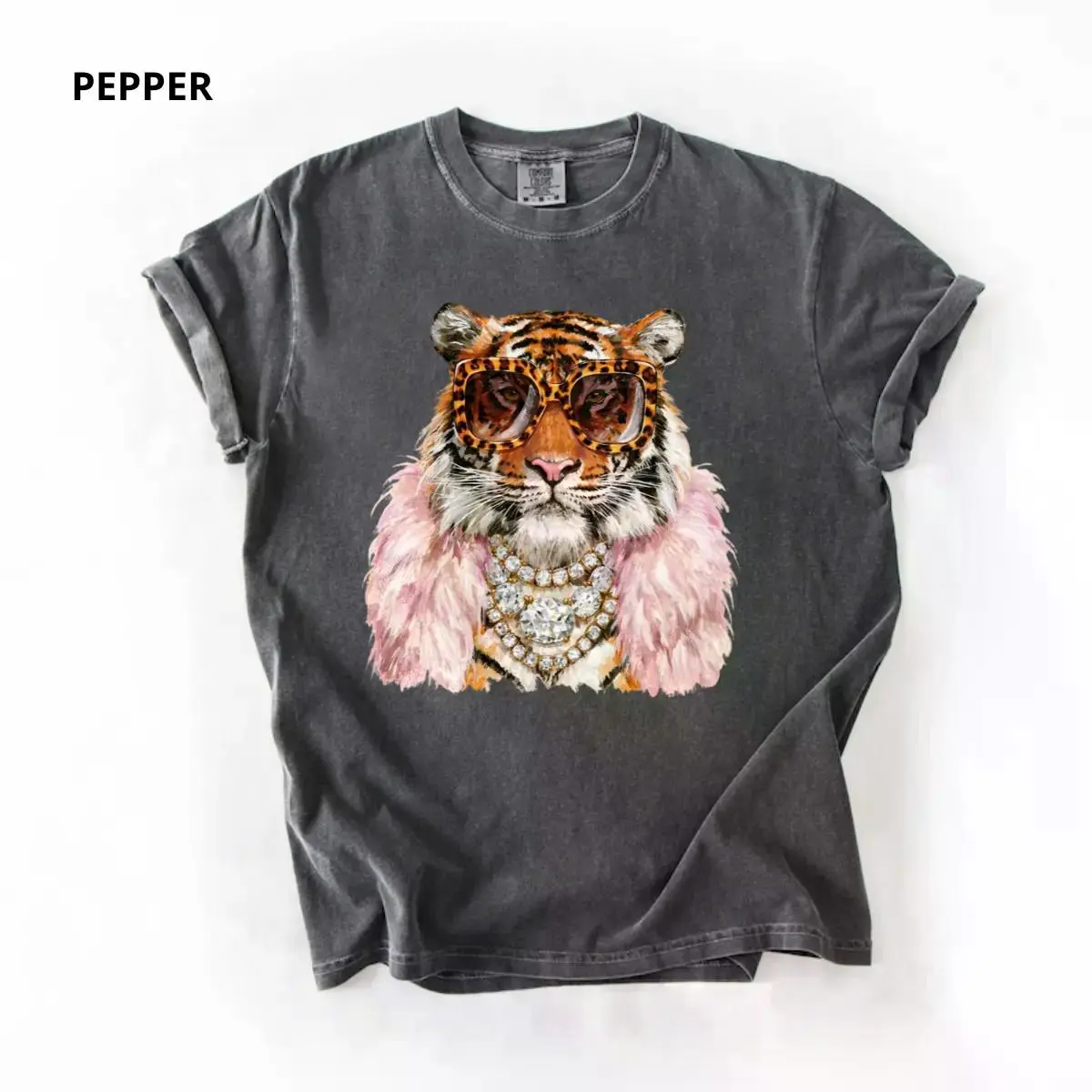 Comfort Colors Glam Tiger T-Shirt, Preppy Coquette Pink Bow Graphic Tee, Animal Print Wildcat Shirt, Boutique Gift for Women