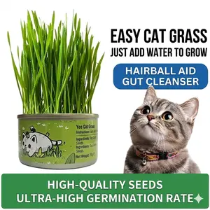 Cat Grass Growing Kit - Organic cat grass seeds, simply open the can and add water for growth (non-GMO) - Locally sourced seeds!