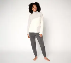 Barefoot Dreams CozyChic Contrast Rib Mock Neck Pullover