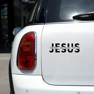 Jesus Letter Pattern Vinyl Decal Car Sticker, Car Decals, 1 Count Car Motorcycle Decorative Sticker, Car Exterior Accessories for Smooth Surfaces, Bumper Sticker