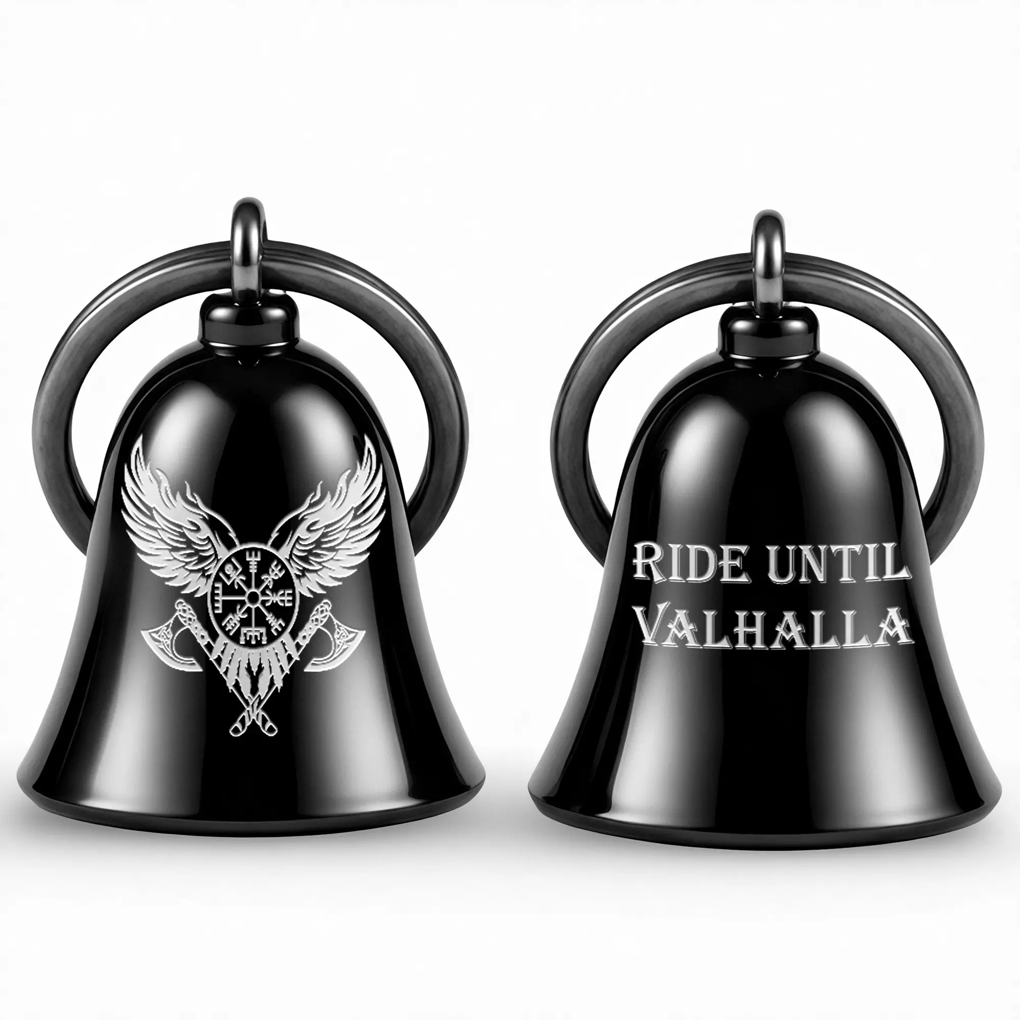 Guardian Bell Ride Until Valhalla Viking Compass Double-Sided Motorcycle Bell | Viking Inspired Ride Safe Biker Gift
