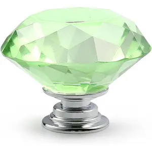 10 PCS Diamond Crystal Glass Pull Handle Cabinet Knobs Cupboard Drawers Cabinet Dresser Bookcase Wardrobe (40Mm, Green)