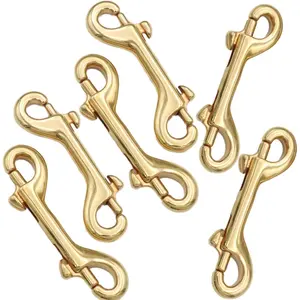 6 Pcs Brass Clips 3.54 Inch Heavy Duty Double-Ended Swivel Snap Hooks Connectors Corrosion-Resistant Fasteners Ideal for Keychains Lanyards Wallets Crafts