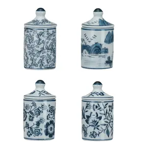 Hand-Painted Stoneware Spice Jar w/ Pattern, 4 Styles (Each One Will Vary) price is for 1