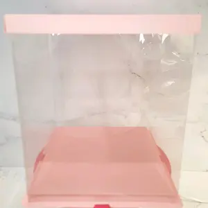 Clear 10" Cake Box with white cake drum
