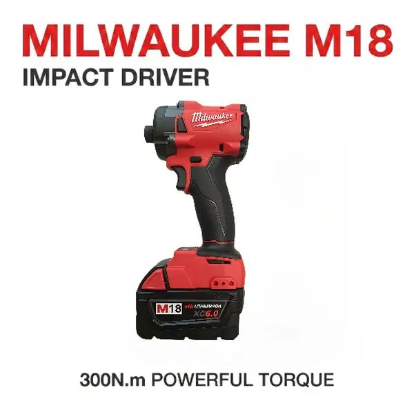 Milwaukee M18 1/2" 300N.m High Torque Compact Cordless Impact Driver - Power Tools, Cordless Nut Drivers, 4-Mode Drive Control, LED Lights, Ultra-Short Body, Ergonomic Grip, Tool Only or Kit for Auto Repair