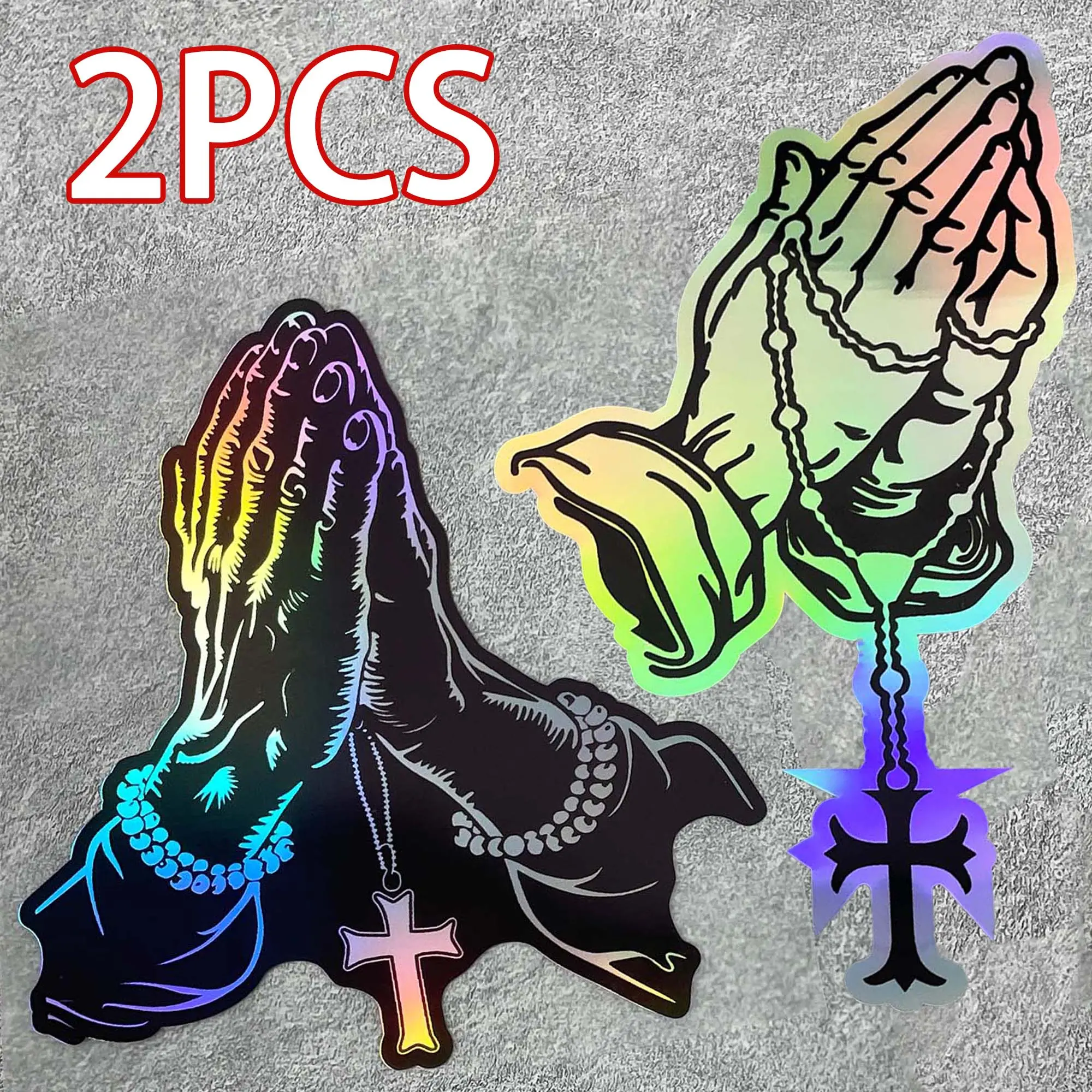 2PCS Prayer Gesture Sticker Set, Jesus Stickers Suitable for Car Windows, Body, Bumpers, and Motorcycles, Waterproof and UV-resistant Self-adhesive Stickers, Easter Gift, Sticker for Cars, Automotive Decals