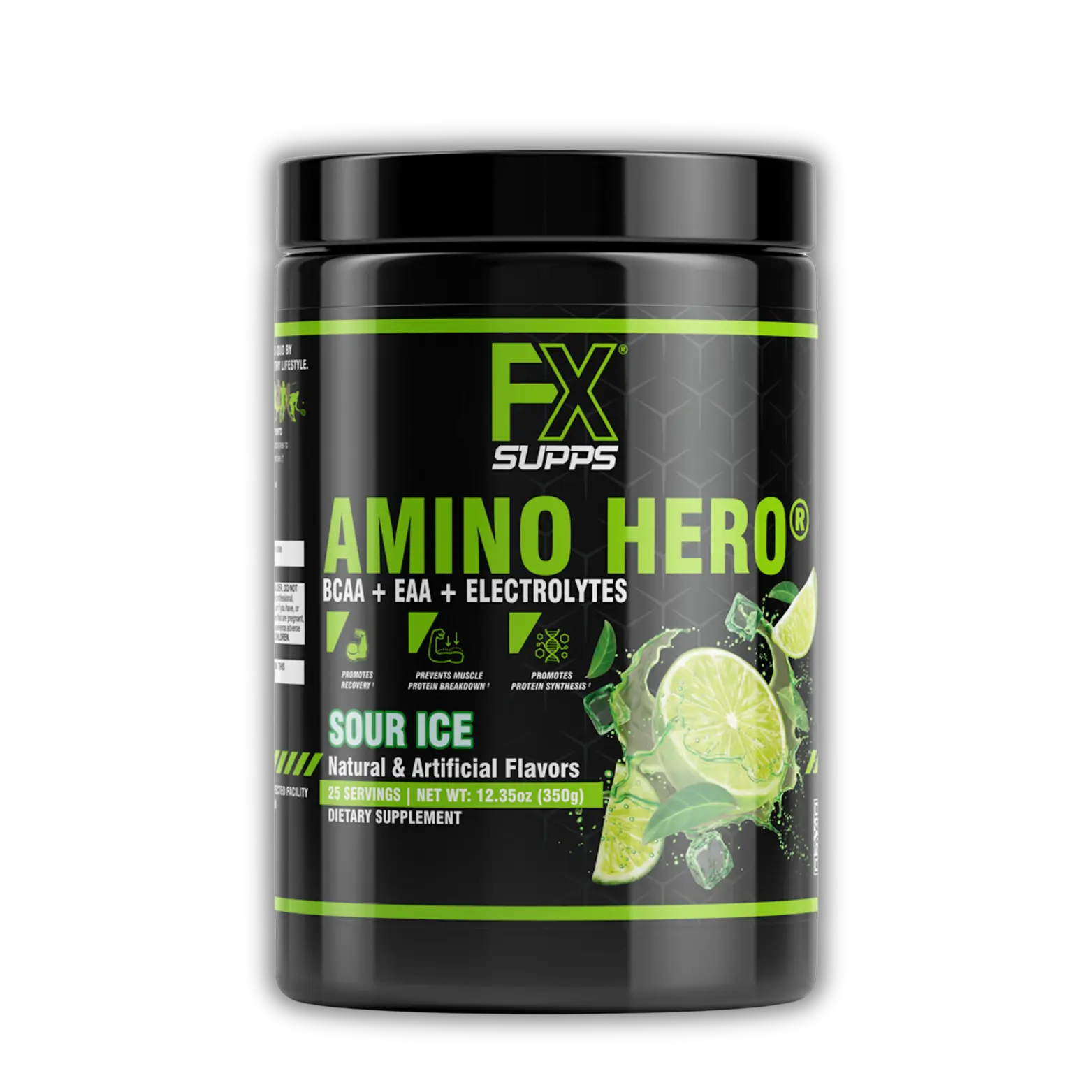 FX SUPPS Amino Hero BCAA + EAA Amino Acid Blend Edible Powder - 25 Servings, Lactose-Free, Sugar-Free Fitness Supplement with L-Glutamine for Athletes, Muscle Recovery, Electrolyte Hydration & Performance