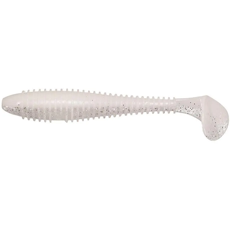 4.3" Ribbed Paddle Tail Swimbait, Soft Plastic Fishing Lure with Stable Swim Action, 2-Tone Color, Squid Scented - 6 Pack