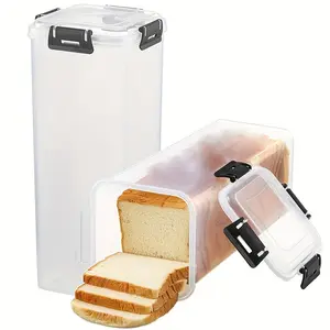 Bread Container - 5.8 Liter BPA Free Plastic Bread Box - Container/Holder for Homemade Loaves and Baked Goods with Black Airtight Lid