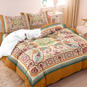 Bohemian Style Bedding Set, 3 Counts/set Including 1 Count Duvet Cover & 2 Counts Pillowcase without Filler, Soft Comfortable Bedding Set for Bedroom, Boho Bed Set