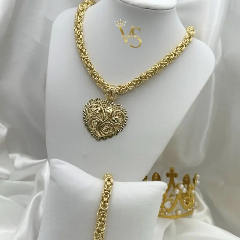 Valdes Luxury Byzantine Set | 14K Gold Plated Layered | Necklace & Bracelet | Everyday Wear