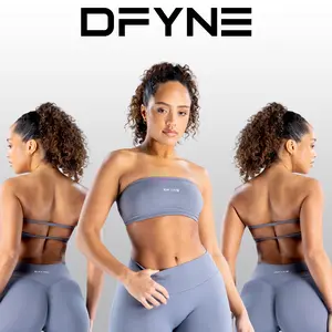 DFYNE Impact Backless Set – Seamless Bandeau Bra, High-Waisted Shorts & Leggings for Performance and Statement Style Casual Gym Wear Tight Sports