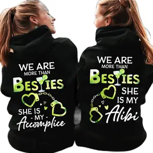 Bestie Duo Hoodie, My Partner in Crime and My Alibi Matching Hooded Sweatshirt, Funny Friendship Gift for Women or Best Friends, Made in USA