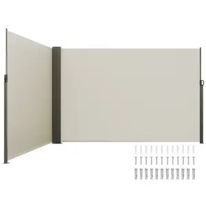 summervibes VEVOR Retractable Side Awning, 79''x 236'' Outdoor Privacy Screen, 180g Polyester Water-proof Retractable Patio Screen, UV 30+ Room Divider Wind Screen for Patio, Backyard, Balcony, Beige