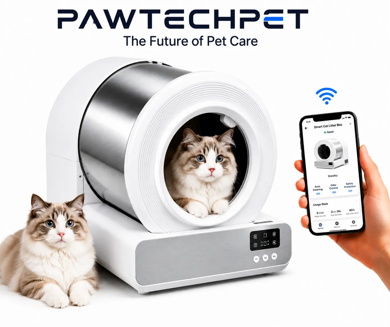 Pawtech Stainless Steel Foldable Odor Seal Self Cleaning Auto Litter Box (60L) - 2.4G WiFi APP-Controlled, Smart Low-Noise, Smart Sensors, Safety Protection, Easy Maintenance for Cat Lovers (Summer Sale) #CatLitterBox#SmartLitterBox#AutomaticLitterBox, Au