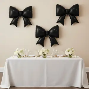 10 Pack Giant Decorative Foil Bow Balloons – Matte Black Party Balloons for Backdrop, Photo Booth & Event Styling, 29″ x 27″ Inflated