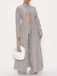 Yacht Trip Stripe Pant Set - Chocolate/Combo