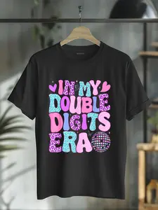 100% Cotton In My Double Digits Era Retro 10 Year Old 10th Birthday Girl T-Shirt