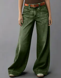 Women's high Rise Jeans Wide Leg Baggy Stretchy Boyfriend Trendy Casual Comfort Lounge Denim Pants with Pockets